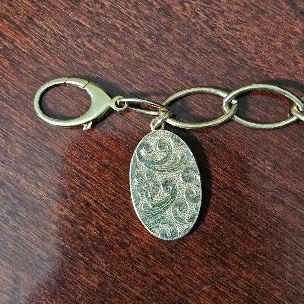 RARE MONICA RICH KOSANN FLORAL SCROLL OVAL 18K CHARM LOCKET PENDANT BRACELET